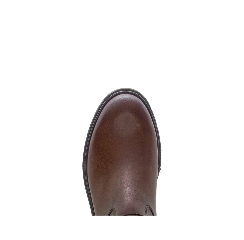 Bottes cognac en cuirs combinés