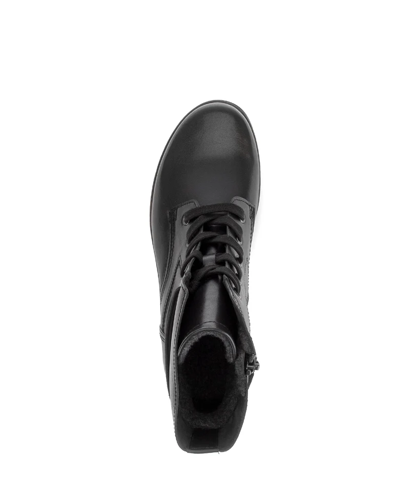 Bottines noires en cuir lisse