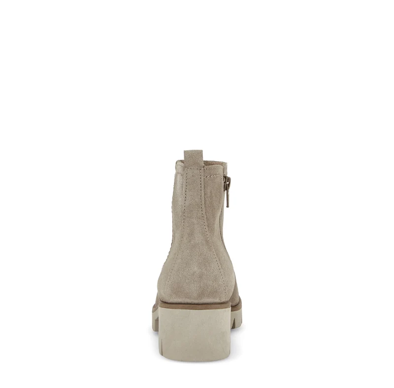 Bottines beiges en cuir velours