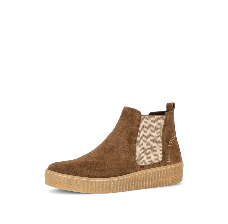 Bottines cognac en cuir velours