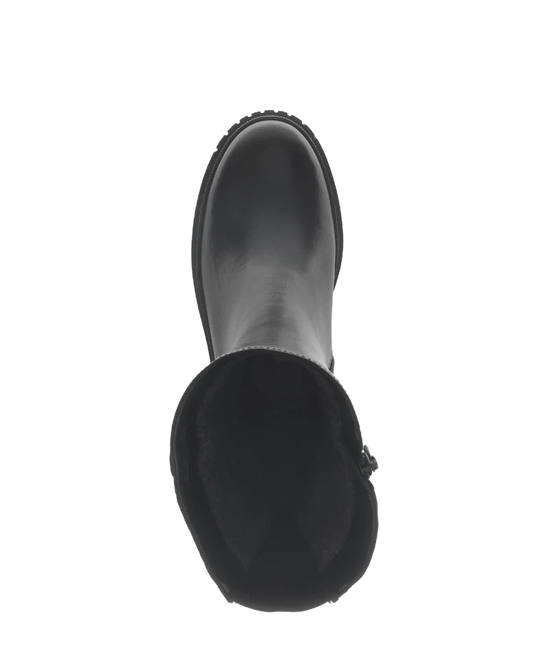 Bottines noires en cuir et textile combinés