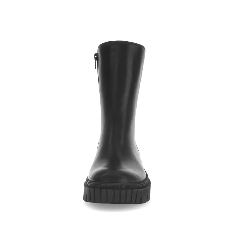 Bottines noires en cuir et textile combinés