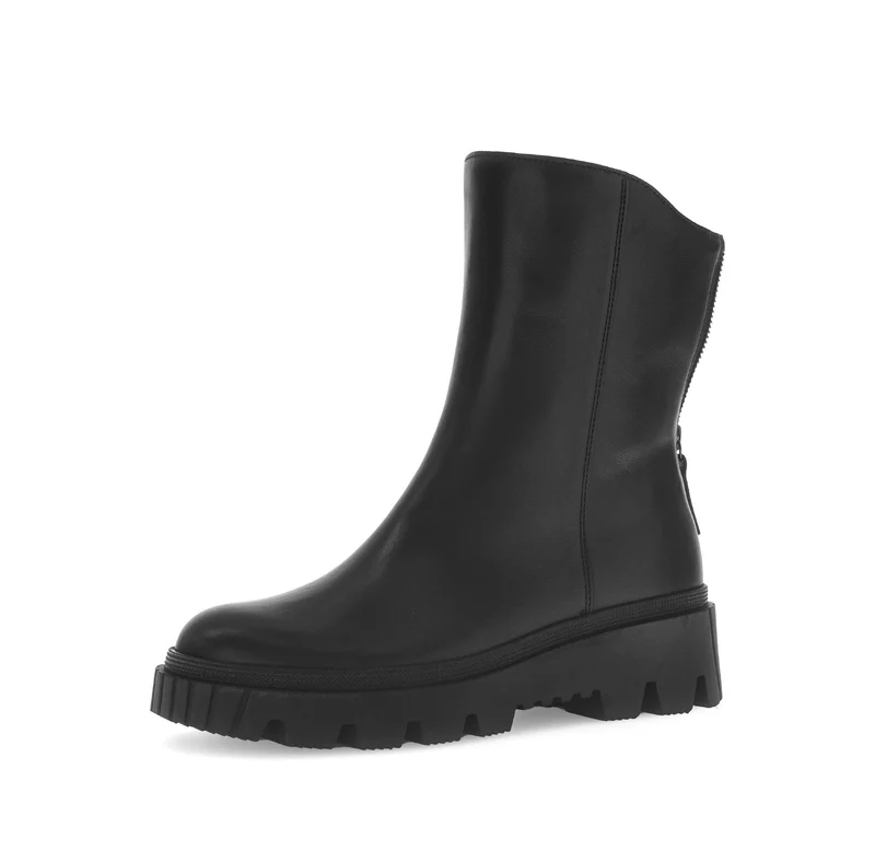 Bottines noires en cuir et textile combinés