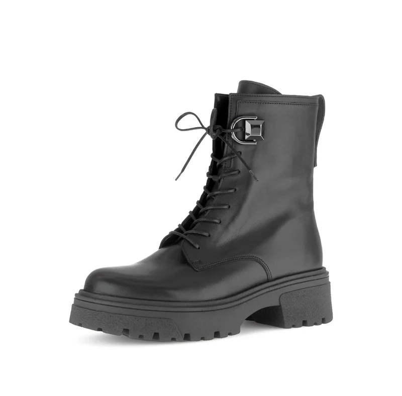 Bottines noires en cuir lisse