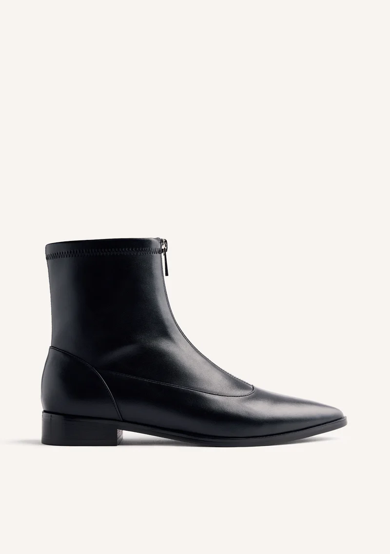 BLACK ELASTIC ANKLE BOOTS WITH ZIPPER
