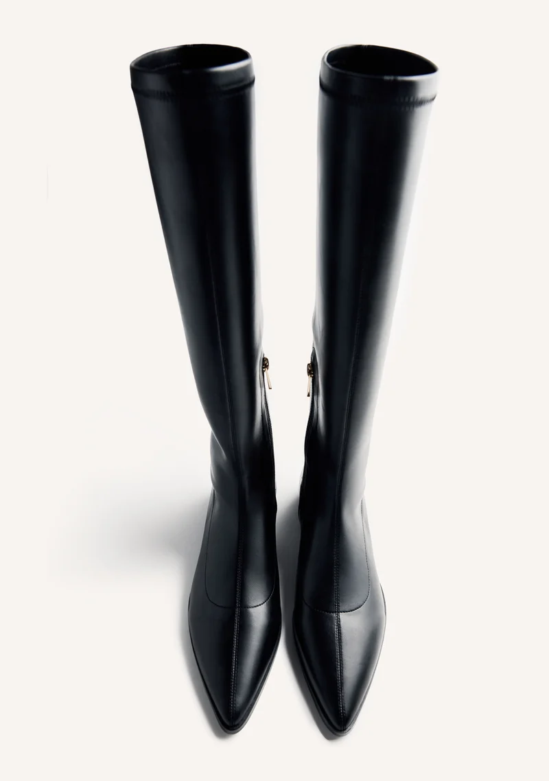 BLACK ELASTIC HIGH BOOTS