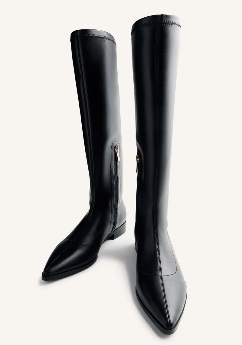 BLACK ELASTIC HIGH BOOTS