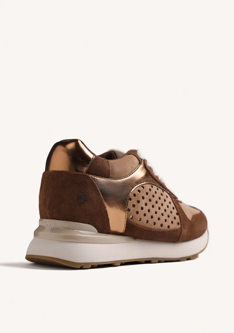 BRONZE LEATHER WEDGE SNEAKERS