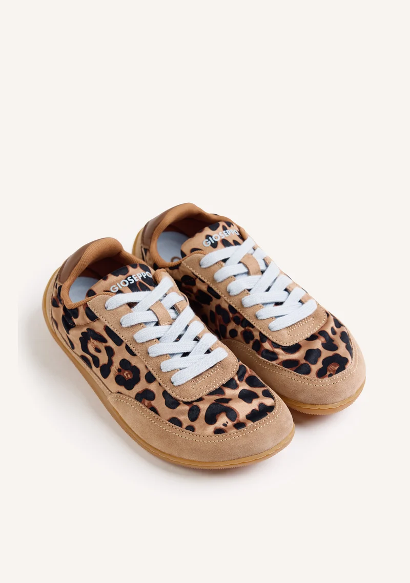 SATIN AND LEATHER BAREFOOT SNEAKERS WITH ANIMAL PRINT