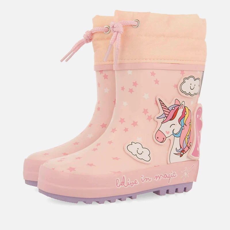 RUBBER BOOTS WITH FANCY PATCHES ON THE BACK