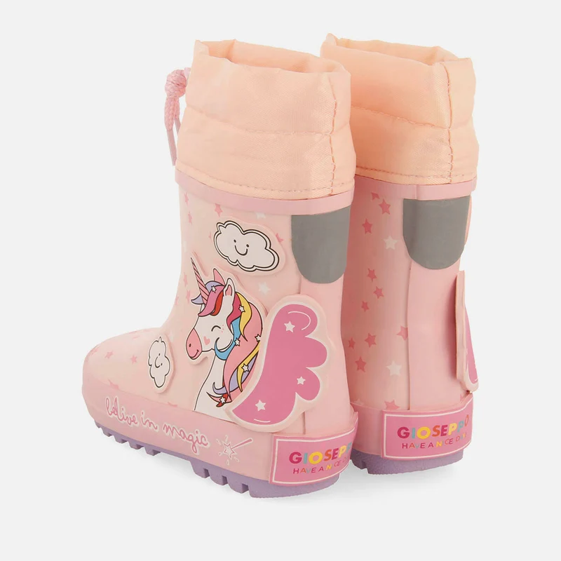 RUBBER BOOTS WITH FANCY PATCHES ON THE BACK