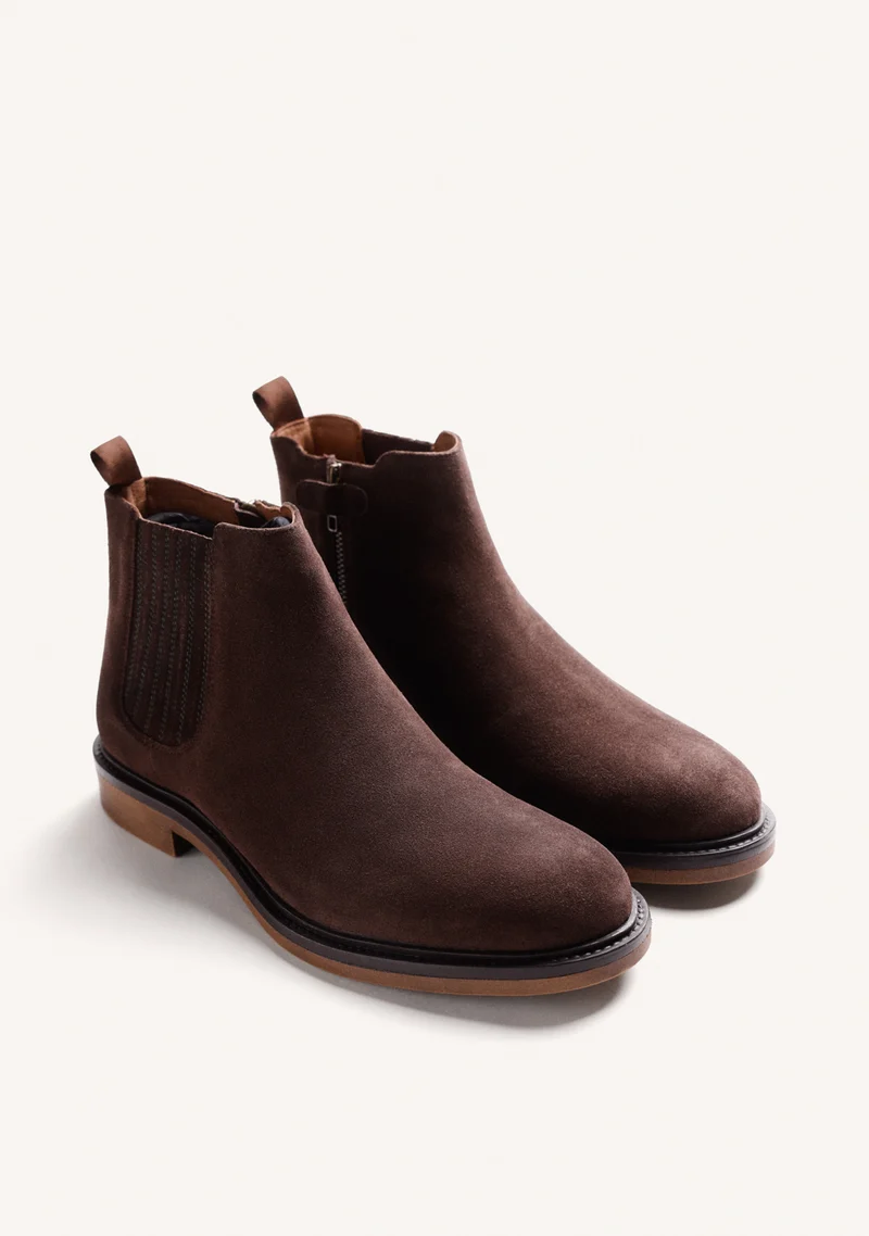 BROWN CHELSEA LEATHER ANKLE BOOTS