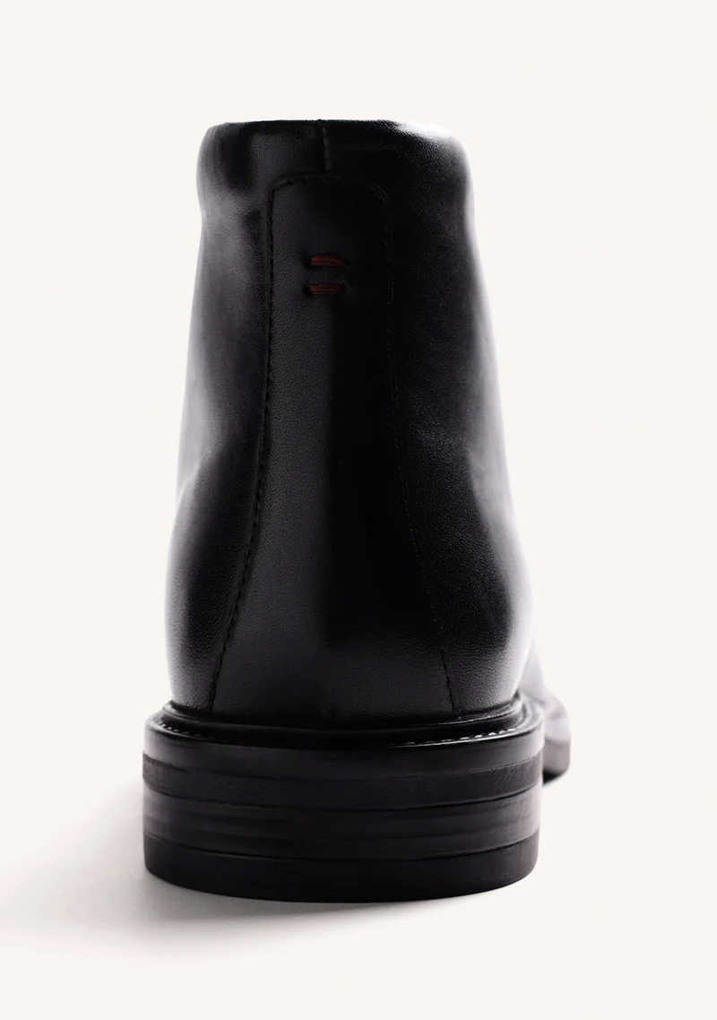 BLACK LEATHER ANKLE BOOTS