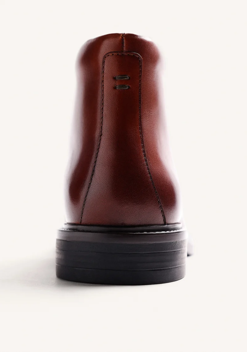 BROWN LEATHER ANKLE BOOTS