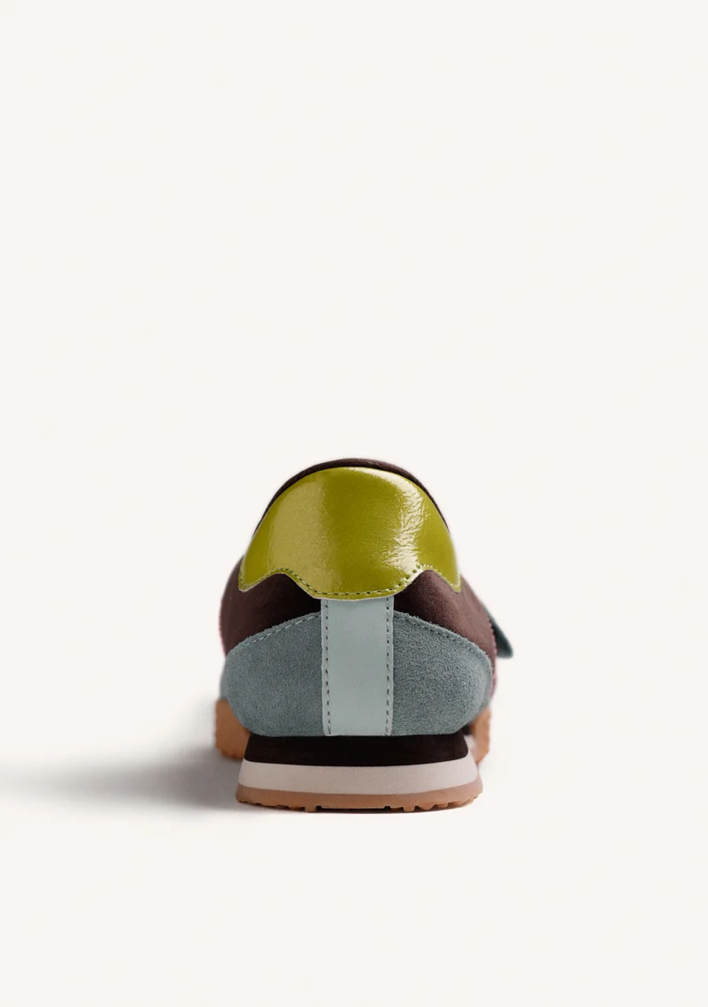 BROWN SPORTY BALLET FLATS IN LEATHER AND NYLON