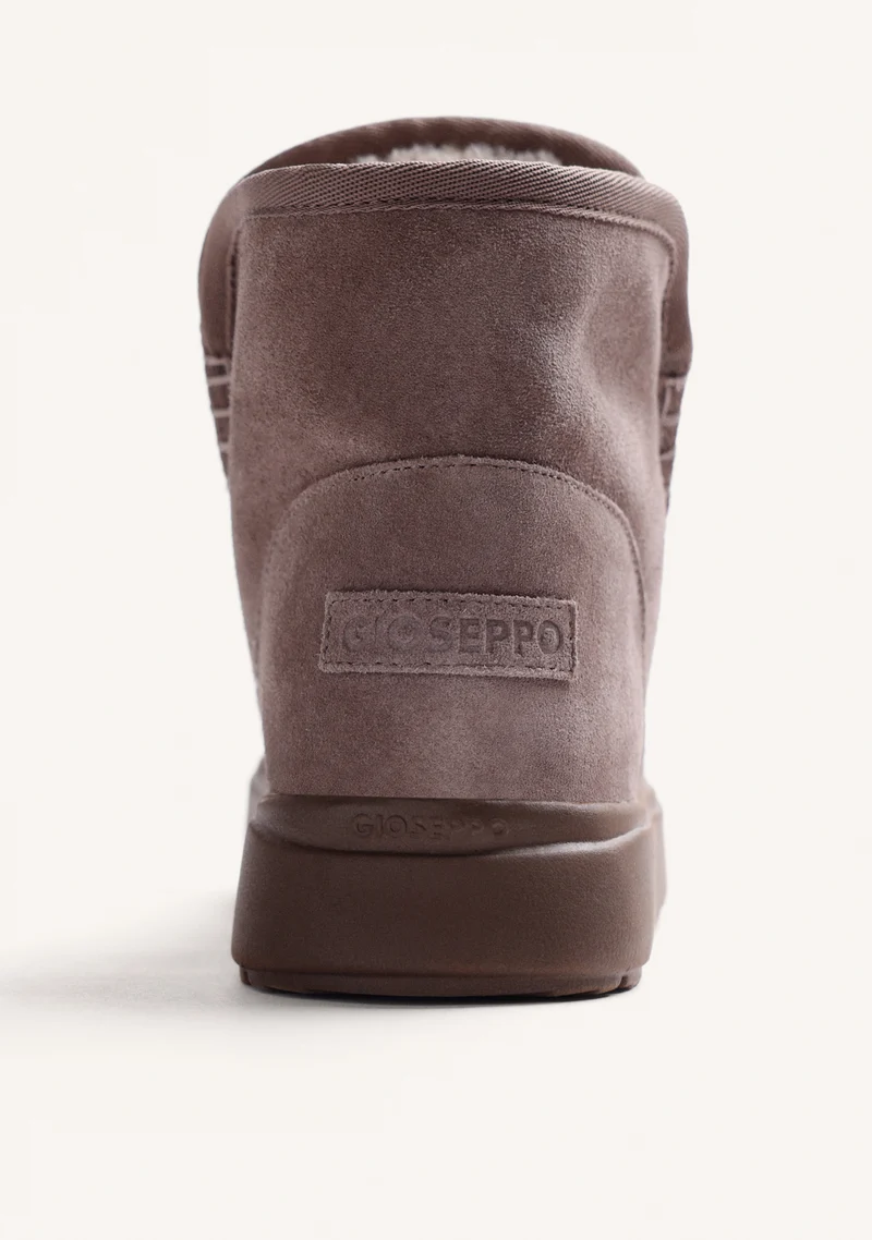 TAUPE AUSTRALIAN SUEDE LEATHER BOOTS WITH ANIMAL PRINT
