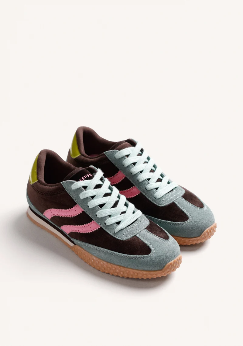 LEATHER AND VELVET SNEAKERS