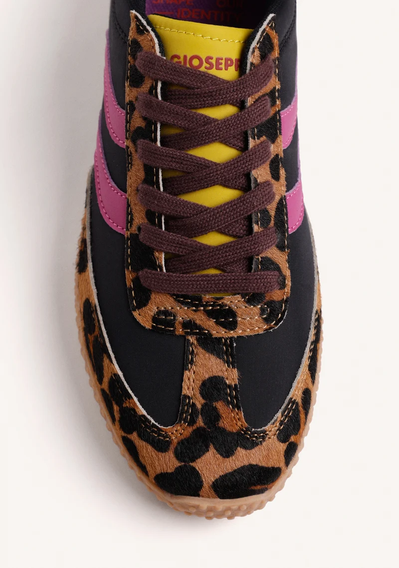 BLACK SUEDE LEATHER AND NYLON SNEAKERS