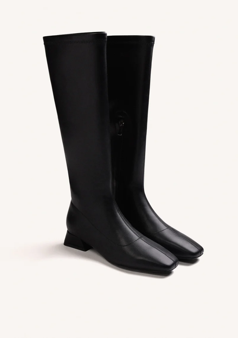 BLACK ELASTIC HIGH BOOTS