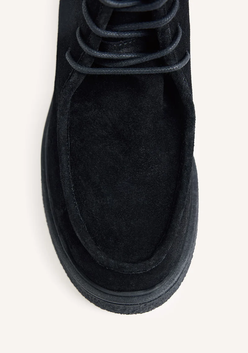 BLACK MILITARY STYLE SUEDE LEATHER BOOTS