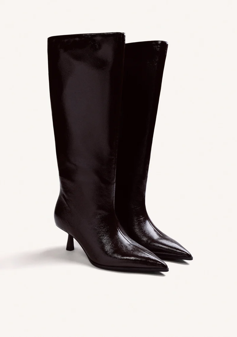 BURGUNDY HIGH KITTEN BOOTS
