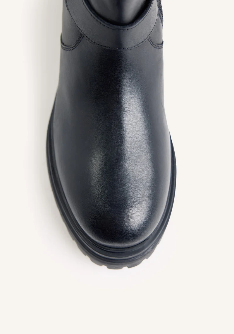BLACK BIKER LEATHER BOOTS