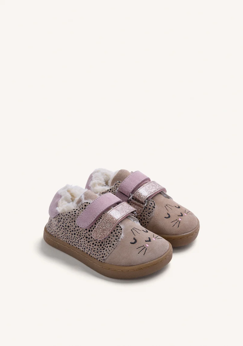 SATIN AND LEATHER BAREFOOT SNEAKERS WITH ANIMAL PRINT