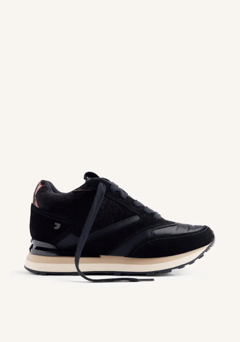 SATIN LEATHER WEDGE SNEAKERS LANDFALL