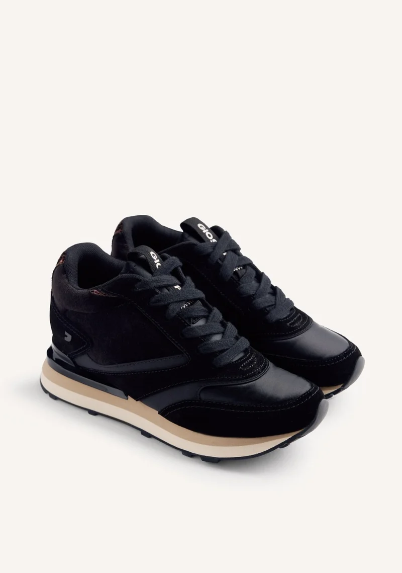 SATIN LEATHER WEDGE SNEAKERS LANDFALL