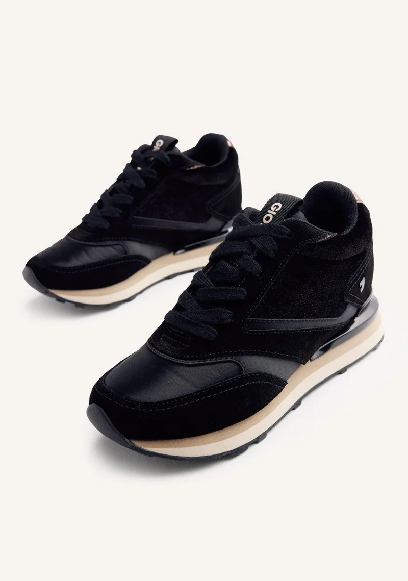 SATIN LEATHER WEDGE SNEAKERS LANDFALL