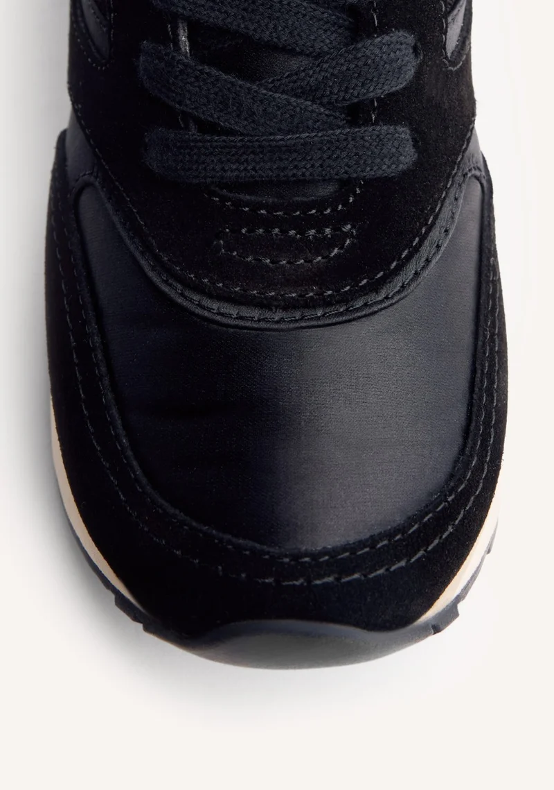 SATIN LEATHER WEDGE SNEAKERS LANDFALL