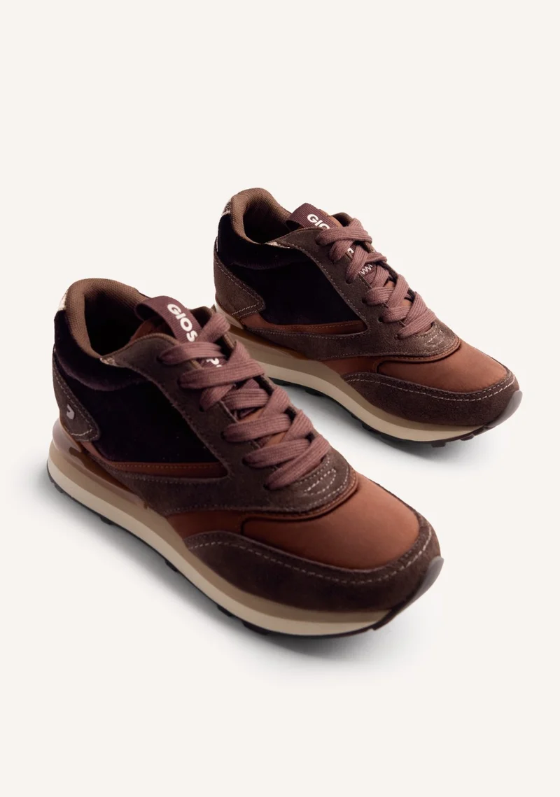 SATIN LEATHER WEDGE SNEAKERS LANDFALL