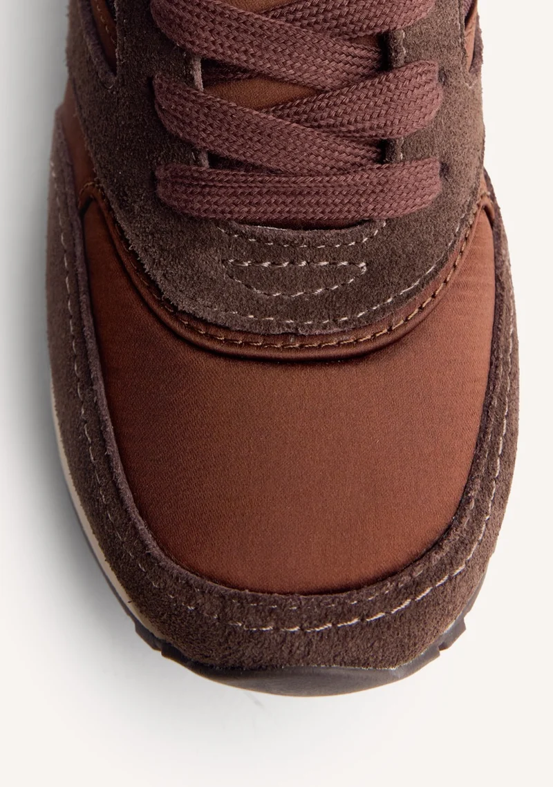 SATIN LEATHER WEDGE SNEAKERS LANDFALL