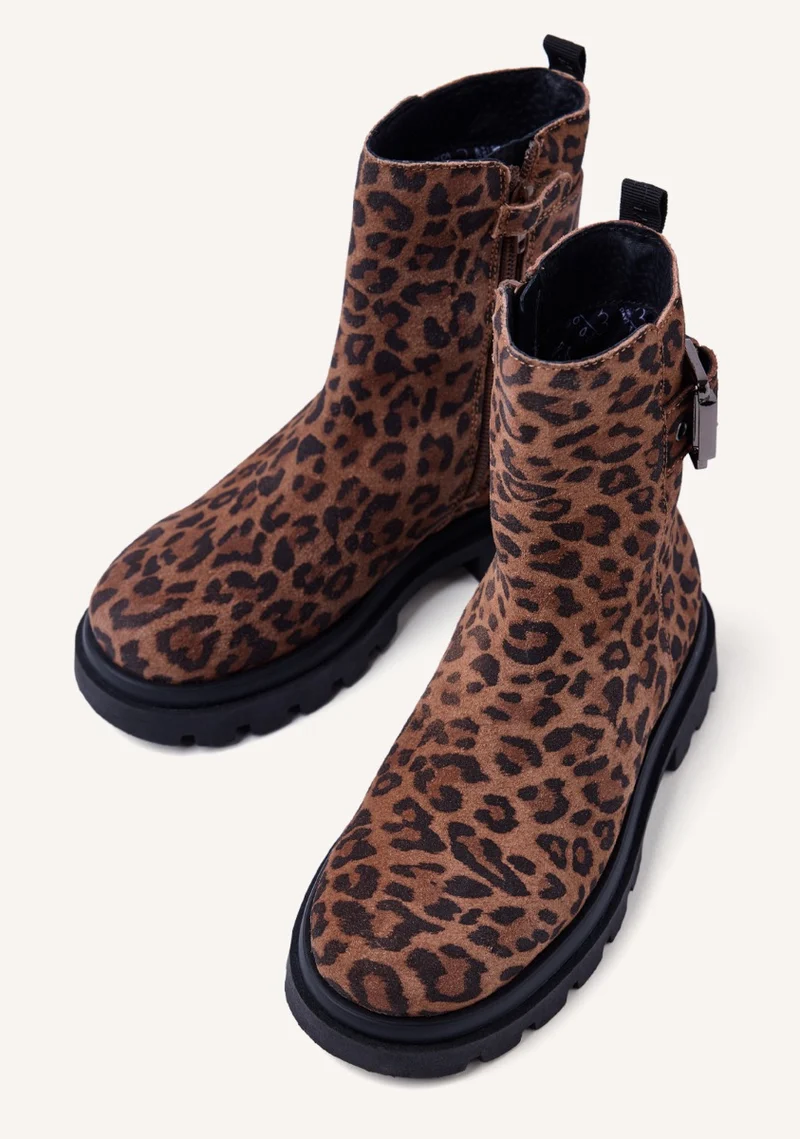 ANIMAL PRINT SUEDE LEATHER BOOTS TINTAH