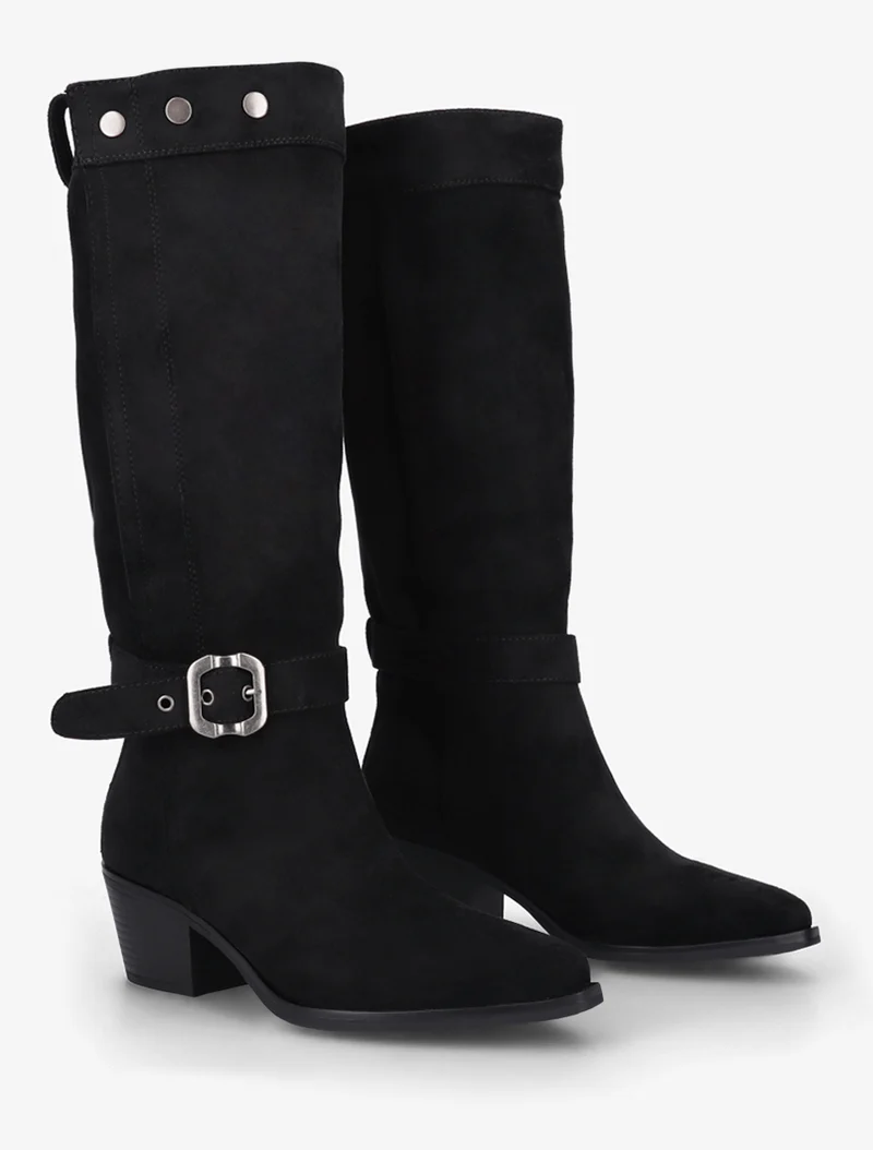 Bottes ajustables en suédine - Noir