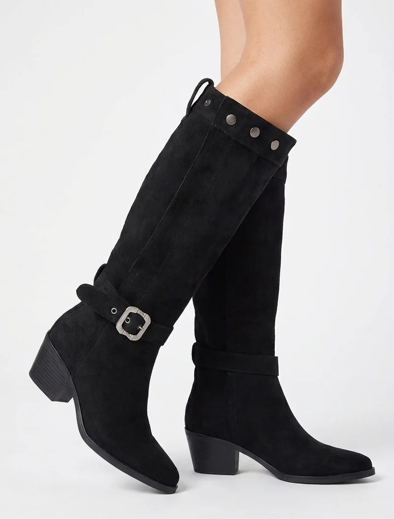 Bottes ajustables en suédine - Noir