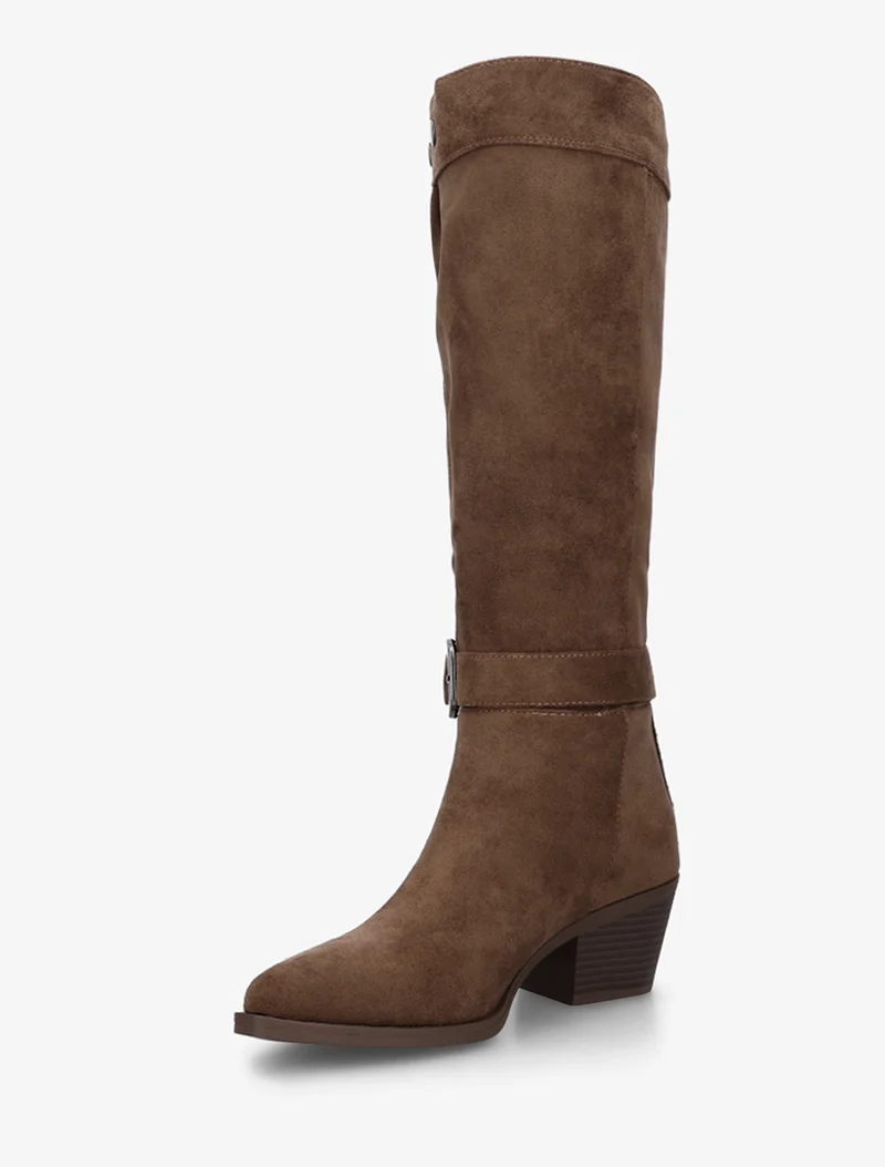 Bottes ajustables en suédine - Marron