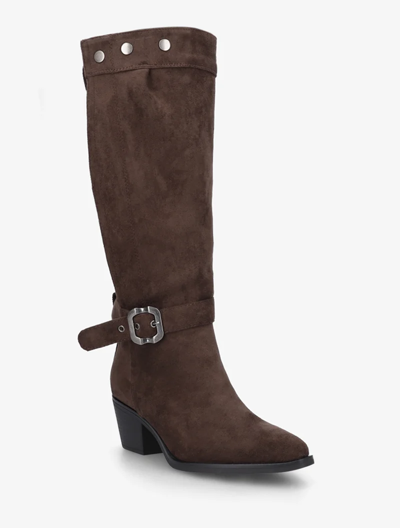 Bottes ajustables en suédine - Chocolat