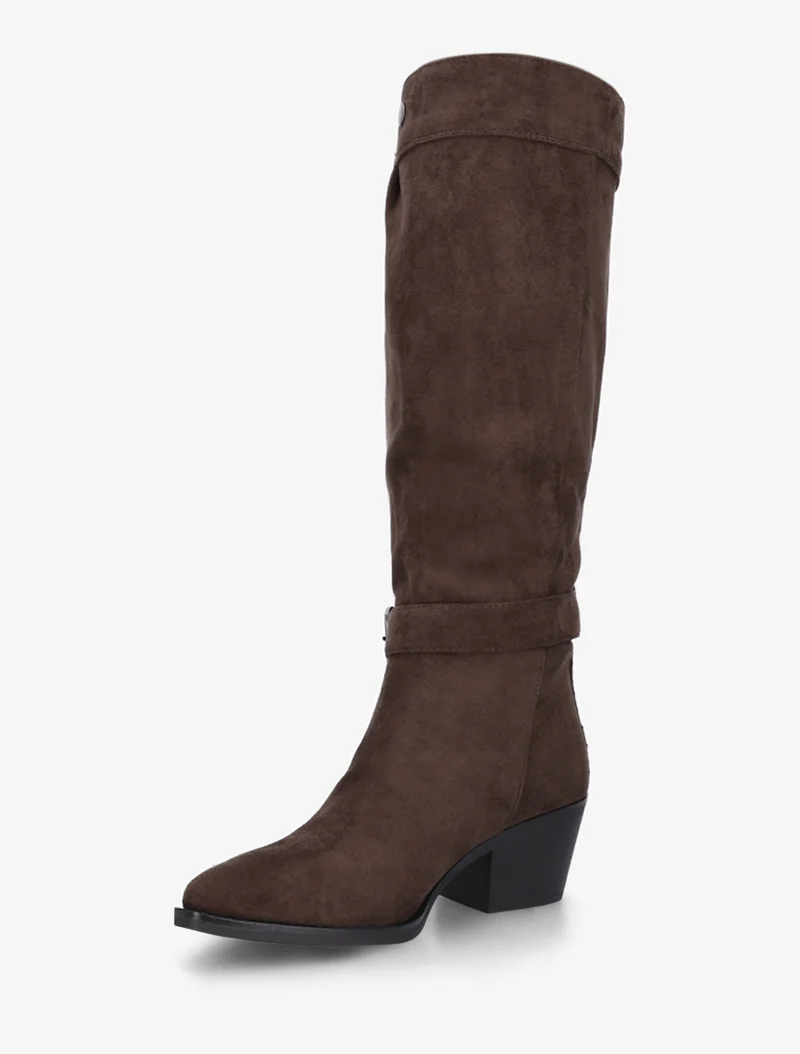 Bottes ajustables en suédine - Chocolat