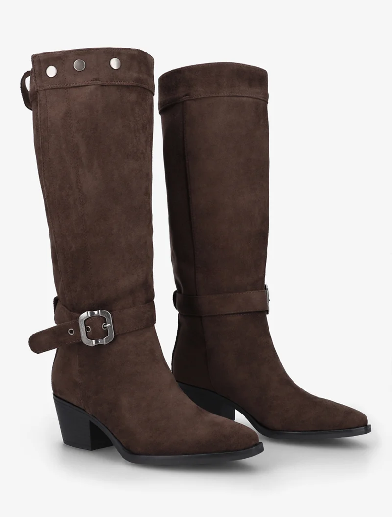 Bottes ajustables en suédine - Chocolat