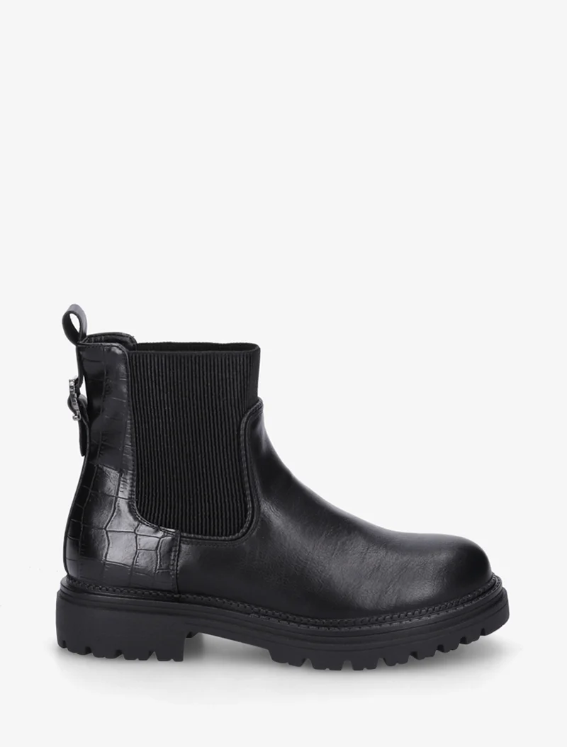 Bottines chelsea simili contrefort croco - Noir