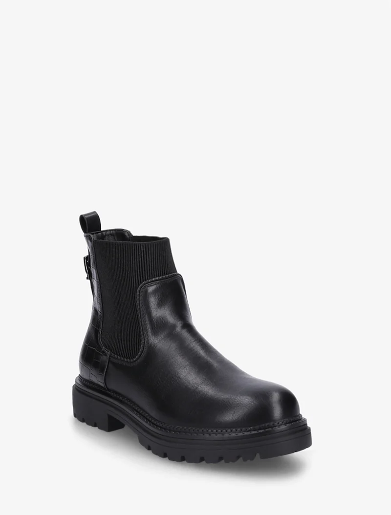 Bottines chelsea simili contrefort croco - Noir