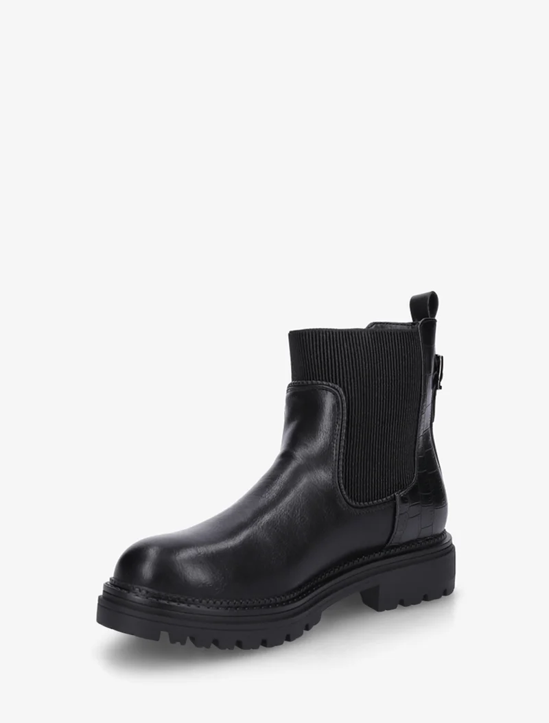 Bottines chelsea simili contrefort croco - Noir