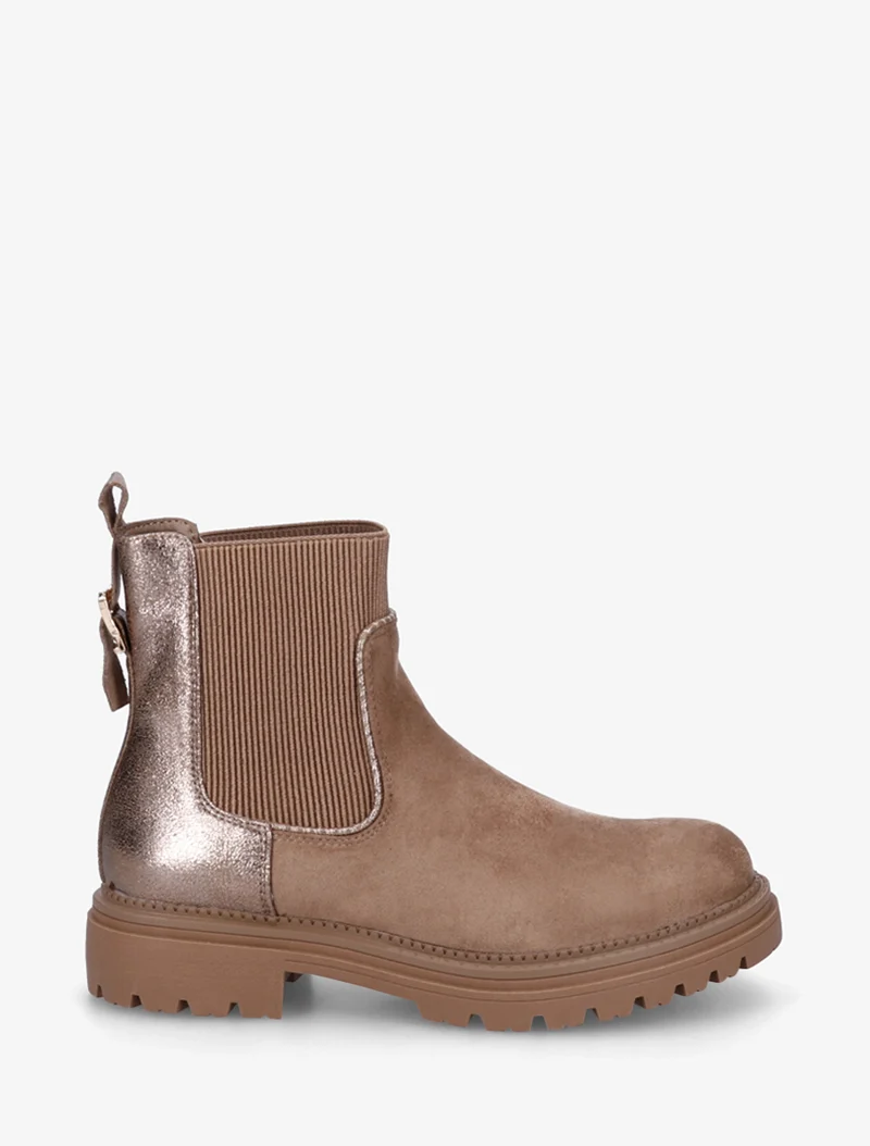 Bottines chelsea suédine contrefort irisé - Beige foncé