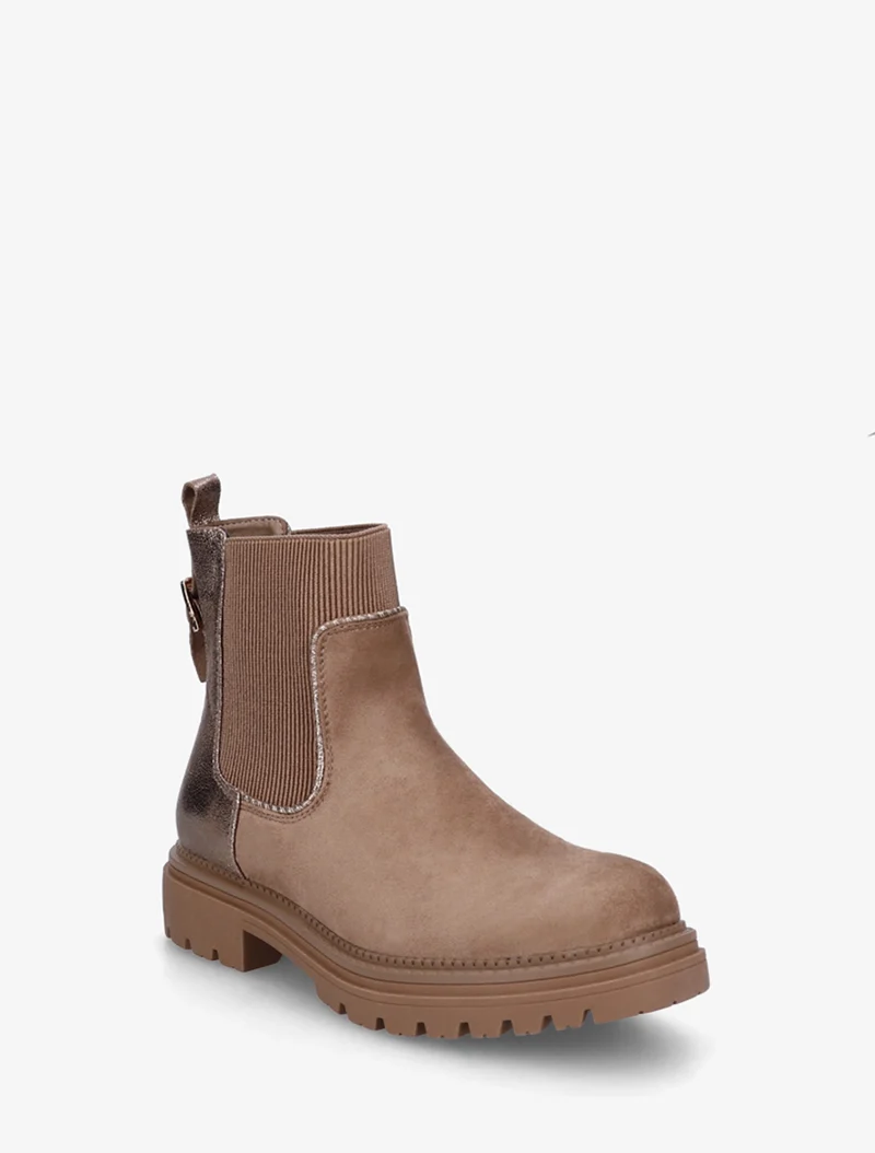 Bottines chelsea suédine contrefort irisé - Beige foncé