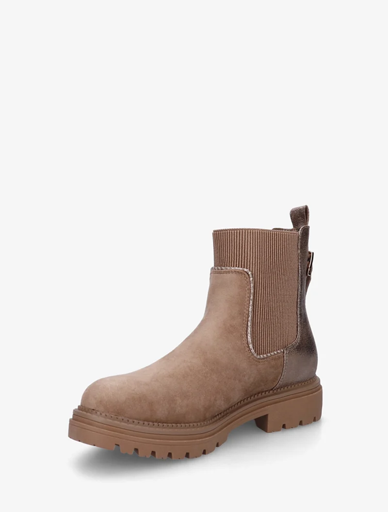 Bottines chelsea suédine contrefort irisé - Beige foncé