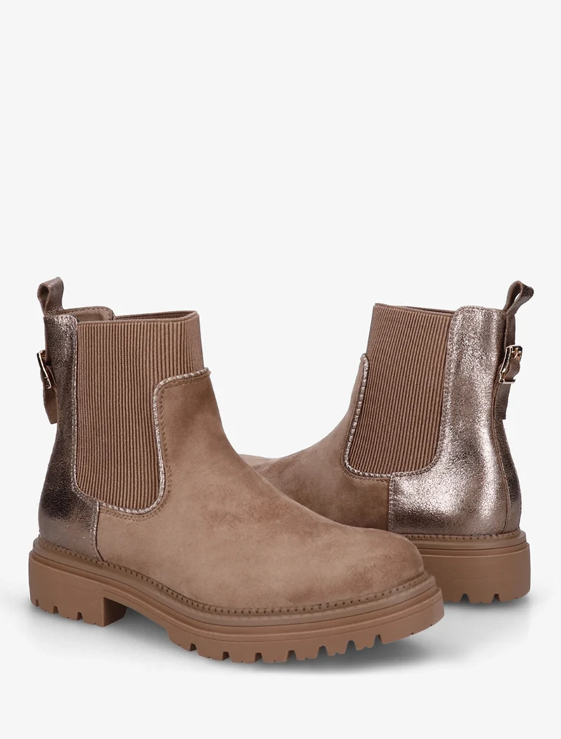 Bottines chelsea suédine contrefort irisé - Beige foncé