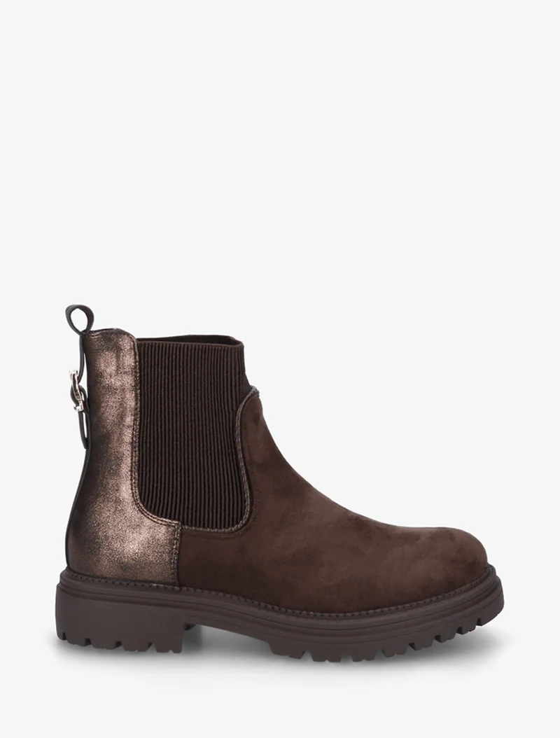 Bottines chelsea suédine contrefort irisé - Chocolat