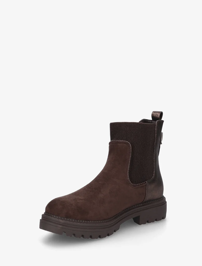 Bottines chelsea suédine contrefort irisé - Chocolat
