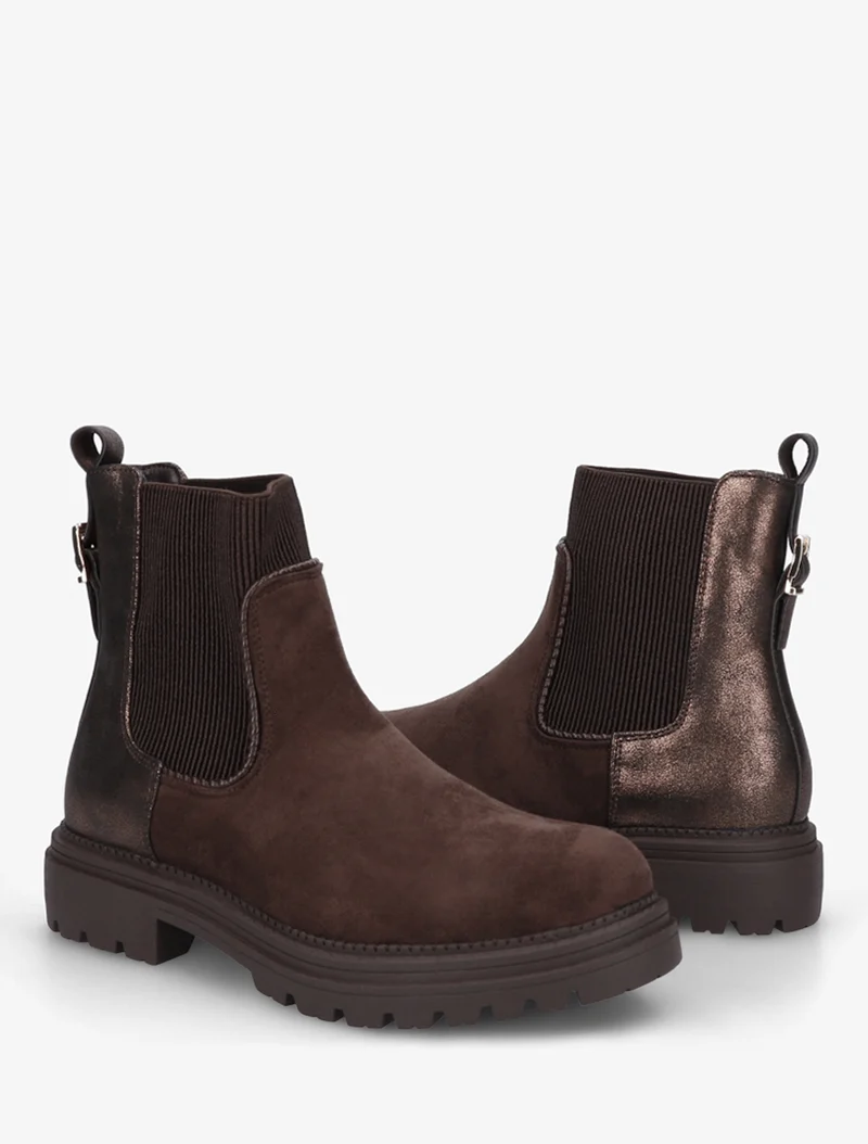 Bottines chelsea suédine contrefort irisé - Chocolat
